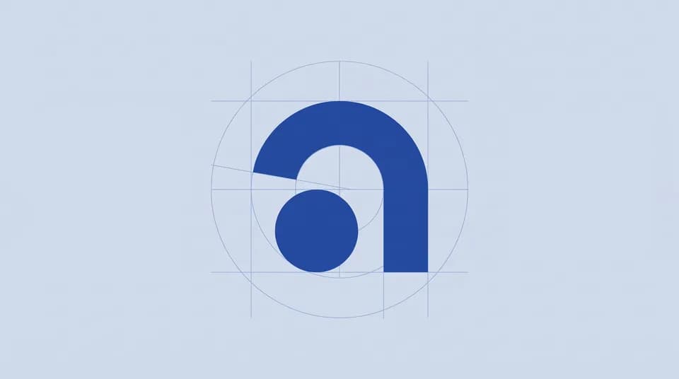 Símbolo de Adminsyf en azul, acompañado por un estudio del arco y el círculo